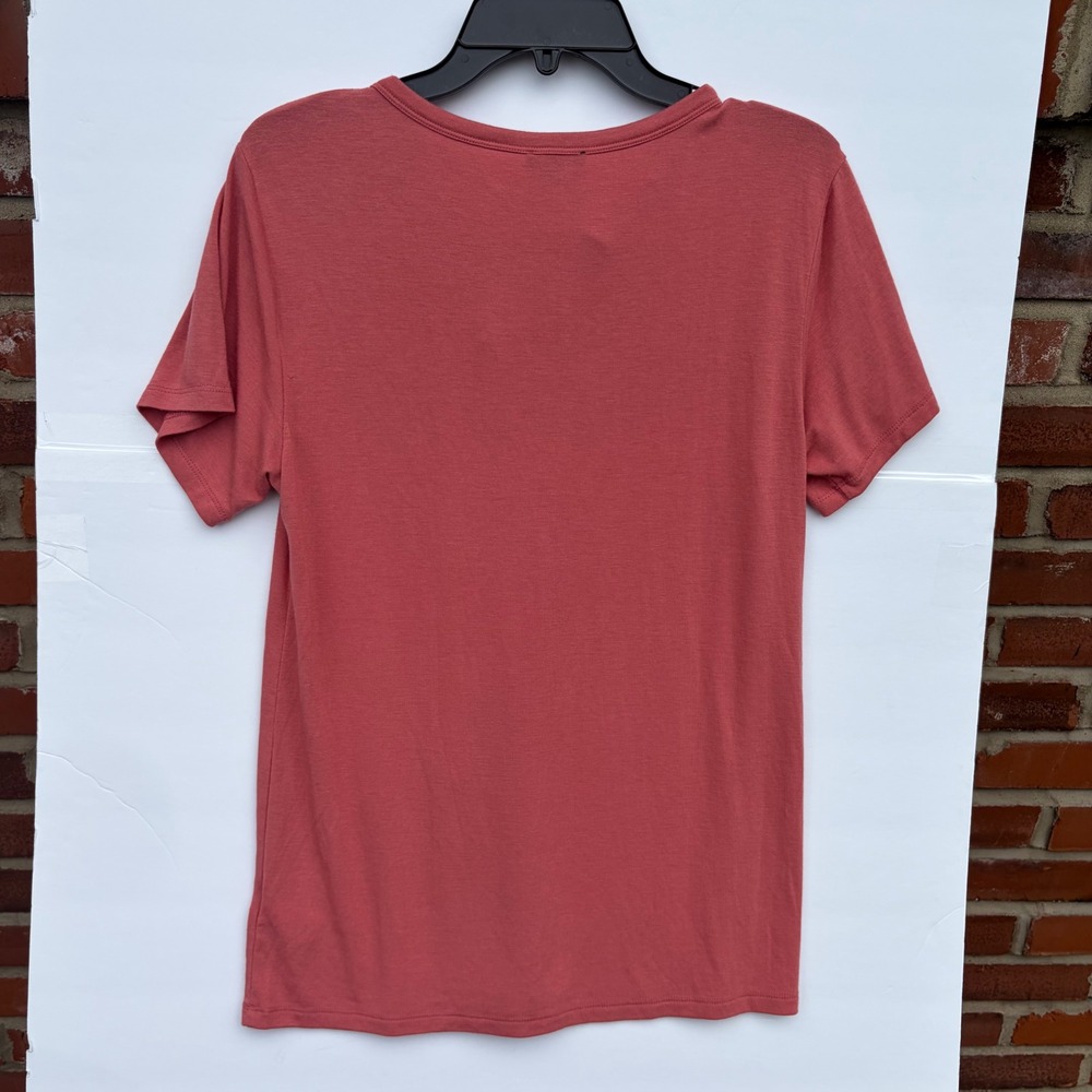Express Womens Lace Up V-Neck Choker Top Coral Pink Short Sleeve S NWT - Picture 6 of 8
